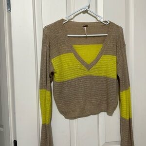 Free People V Neck Cropped Sweater
